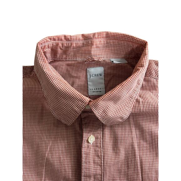 Men's J. Crew Red Plaid Button Down Shirt Sz L Long-Sleeve Pocket Cotton - Picture 4 of 7